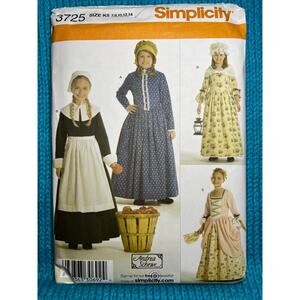 Simplicity 3725 pattern colonial lady frontier girl puritan girl costume